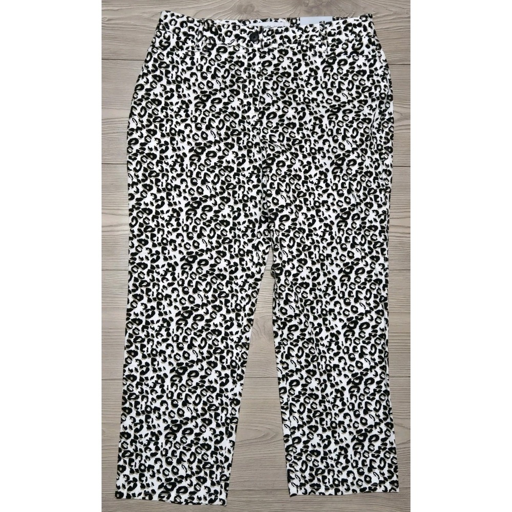 New Jaclyn Smith Pants‎ Womens 8 Spencer Fit Black White Leopard Print NWT